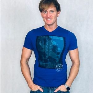 Express Men, Graphics Tee,  Blue, Size Extra Small